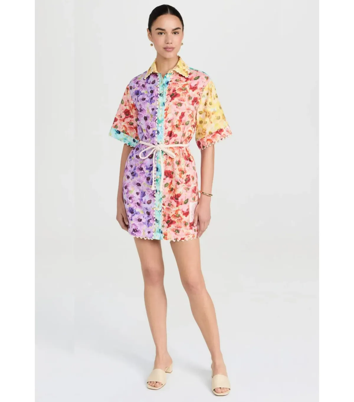 Zimmermann Lightburst Trimmed Shirtdress in Spliced Size 4 / AU 16 - Image 1