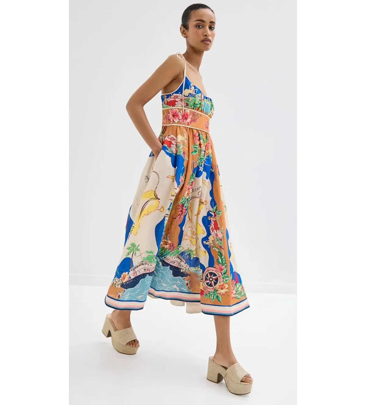 Zimmermann Alight Picnic Midi Dress Nautical Map Size 4 / AU 16 - Image 2