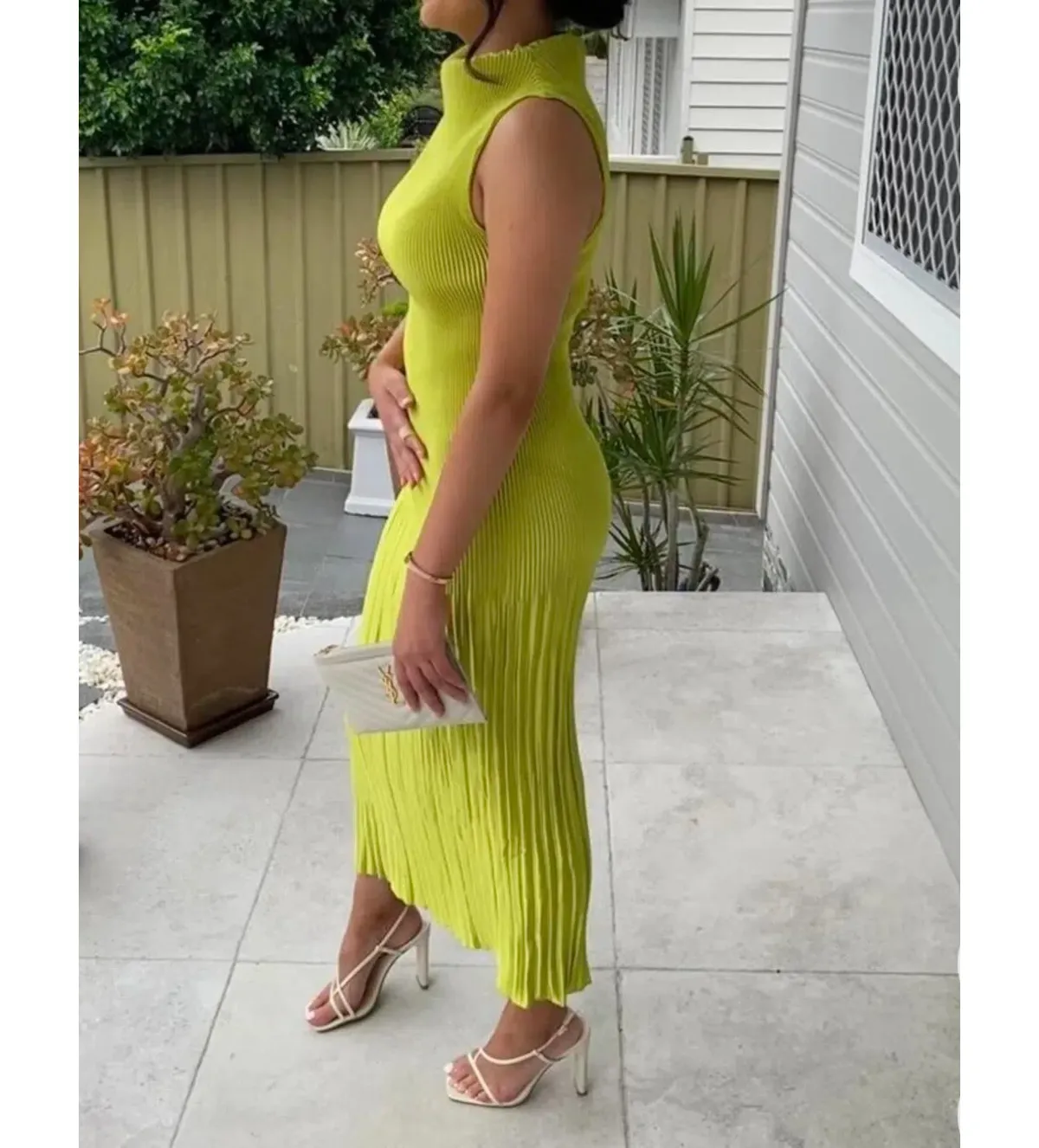 L'Idee Soiree Midi Dress Mojito Green Size S/AU 8 - Image 3