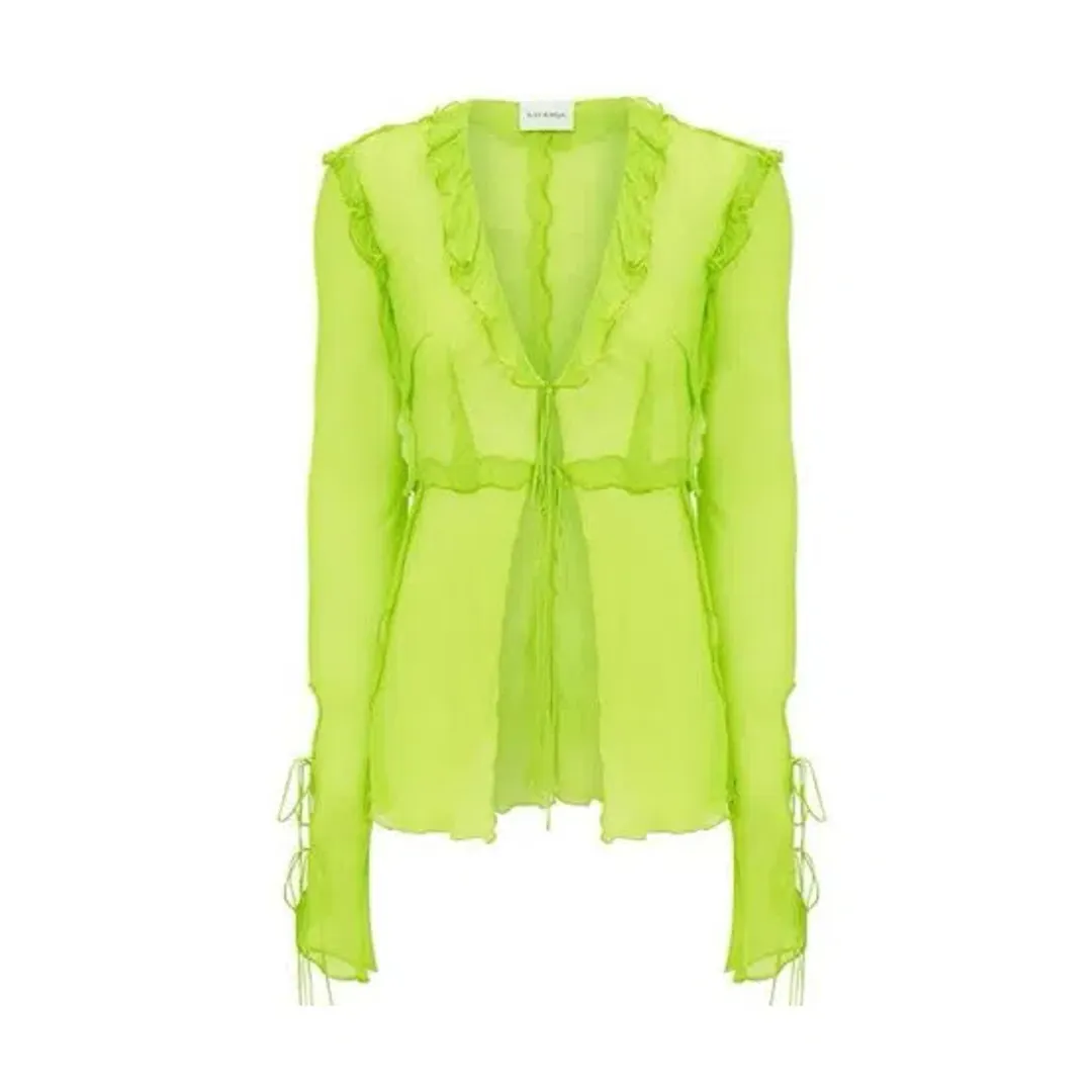 Rat & Boa Kaia Blouse Top Lime Green Size 8/S for rent on The Volte - main image