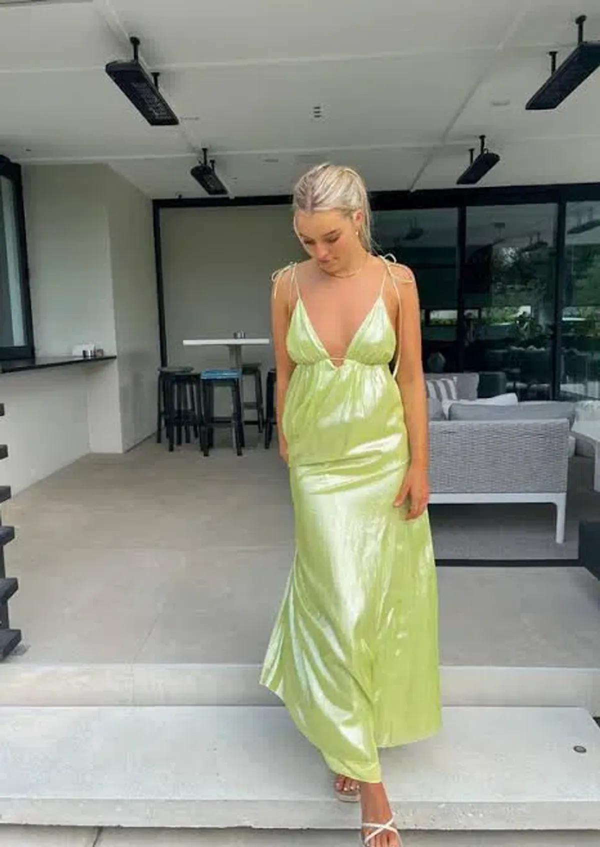 Manning Cartell Neon Heart Maxi Dress Lime Green Size 10 - Image 2