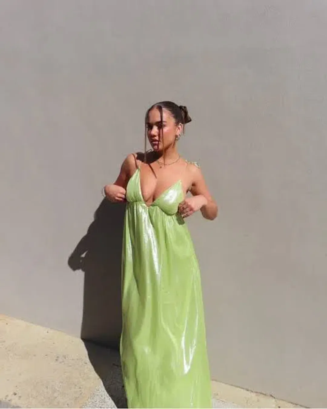 Manning Cartell Neon Heart Maxi Dress Lime Green Size 10 for rent on The Volte - main image