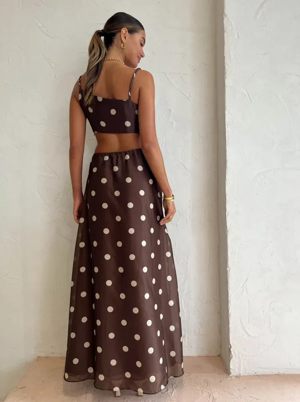 Sir The Label Vivi Asymmetrical Cut Out Dress in Marlon Polka Dot Size 0/ AU 6 - Image 2