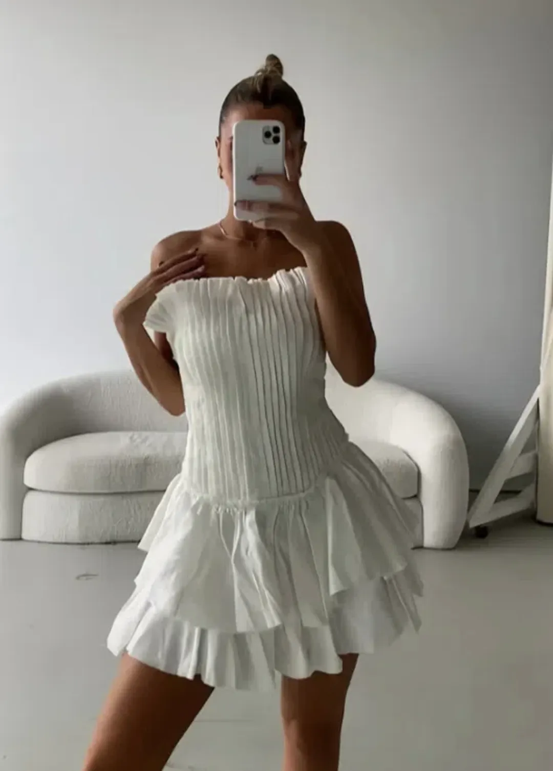 Aje Utopia Mini Dress White Size 10  for rent on The Volte - main image