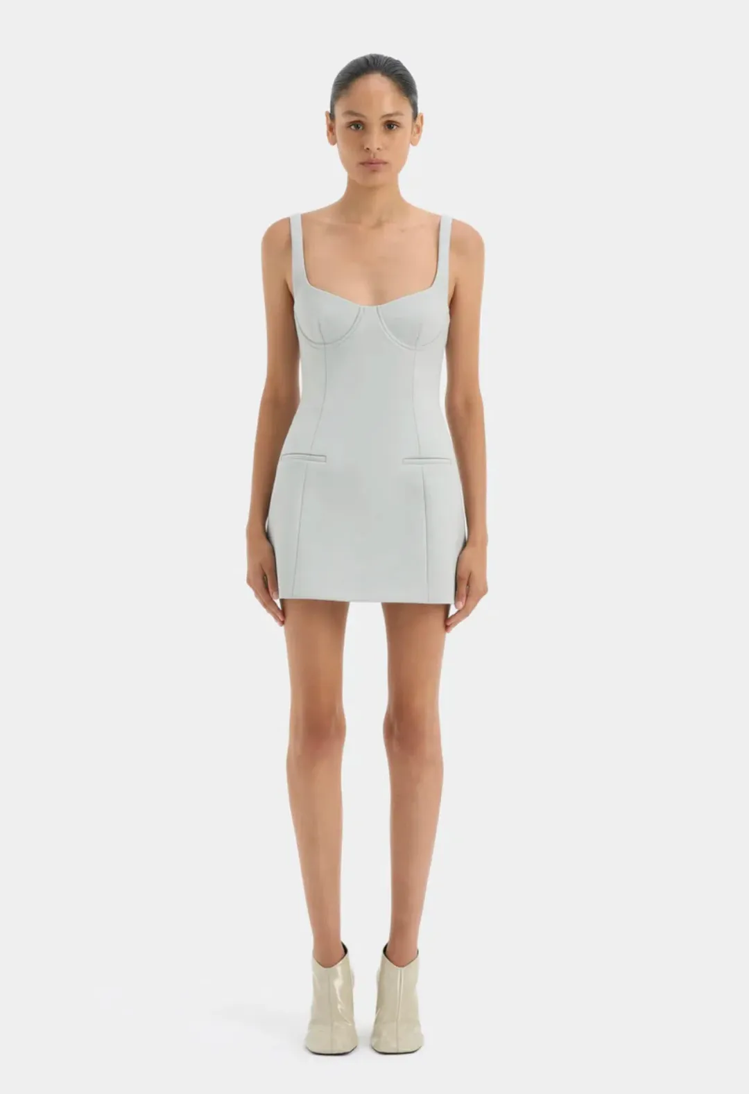 Sir the Label Sandrine Balconette Mini Dress Ice Blue Size AU 8 for rent on The Volte - main image