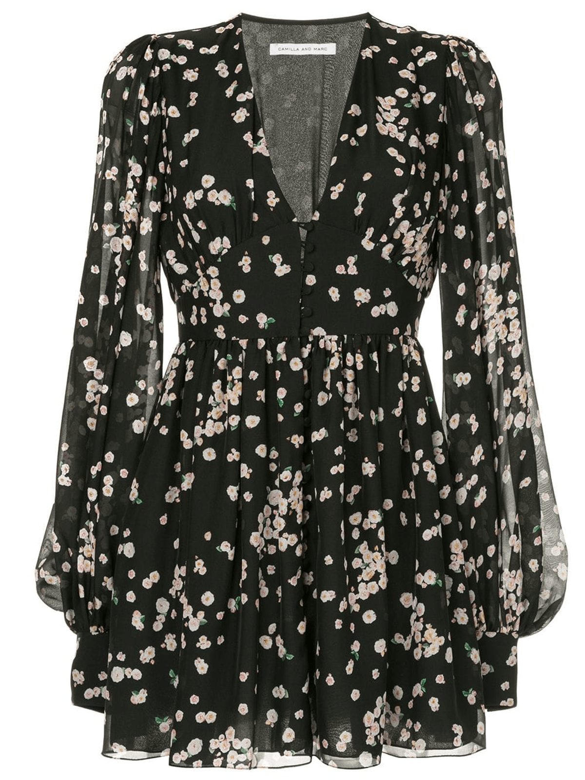 Camilla and Marc Gardin Mini Dress Floral Black Size 6 - Image 5