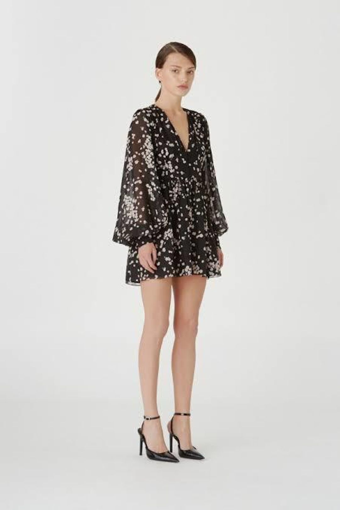 Camilla and Marc Gardin Mini Dress Floral Black Size 6 for rent on The Volte - main image