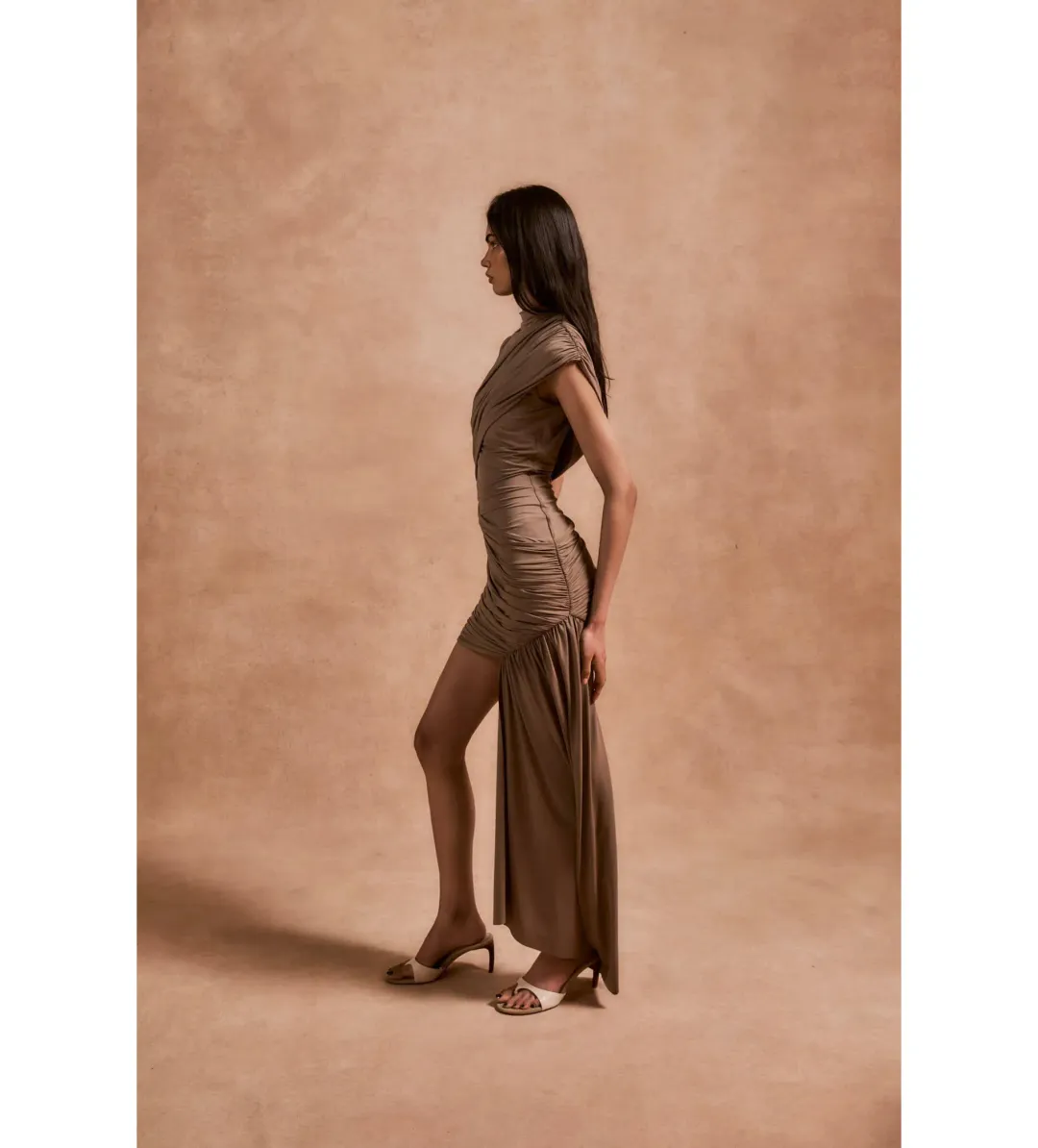 De La Vali Ravenna Mini Dress Taupe Size 12 for rent on The Volte - main image