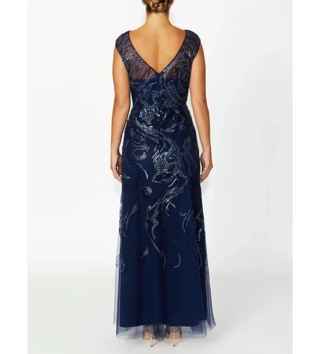 Anthea Crawford Catalina Navy Sequin Gown Size 12  for rent on The Volte - main image