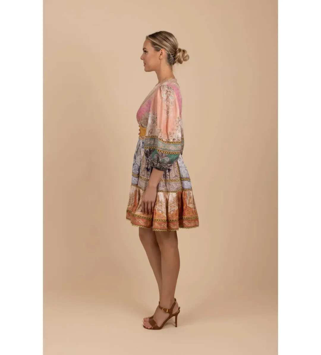 Zimmermann Anneke Lantern Mini Dress in Print Size 2 / AU 12 for rent on The Volte - main image