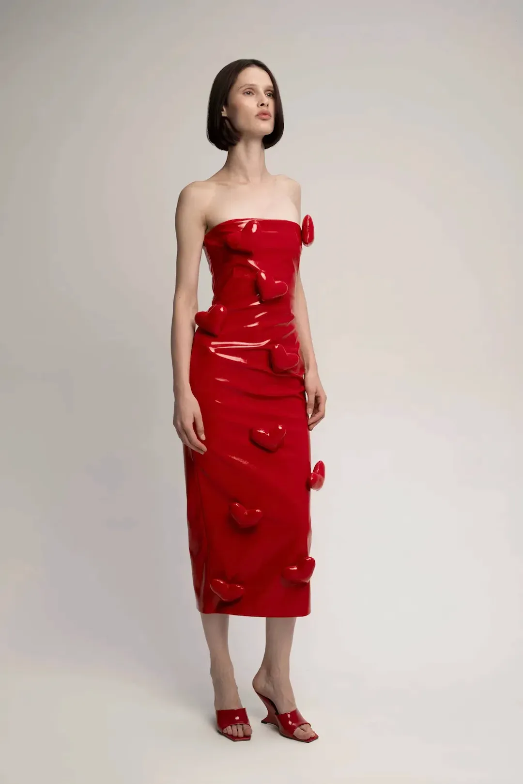 Cult Naked Love Killa Dress in Red Patent Size 8 for rent on The Volte - main image