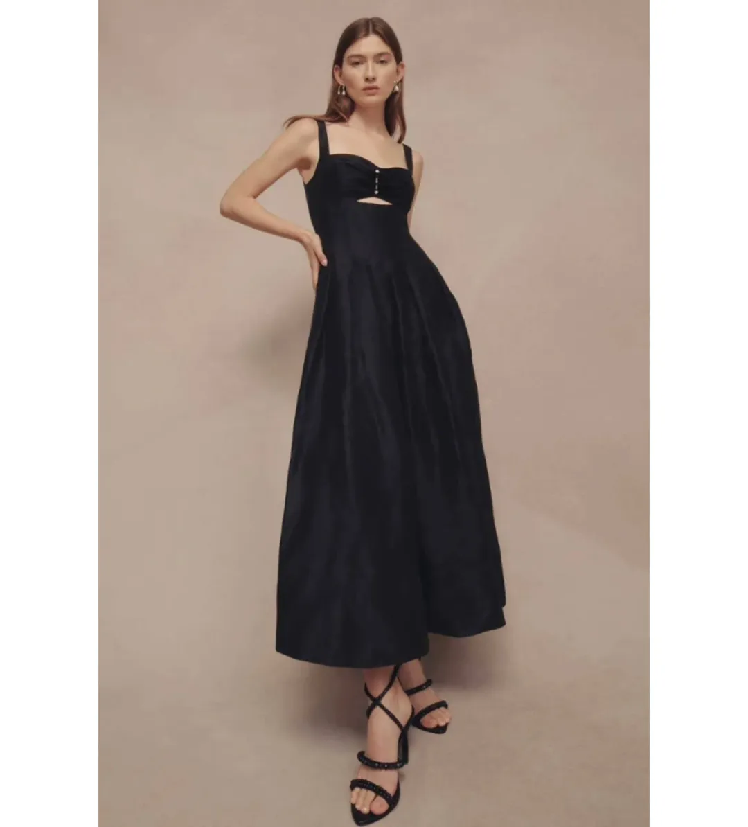 AJE Divinity Pearl Pin Midi Dress Black Size XS / AU 6 for rent on The Volte - main image