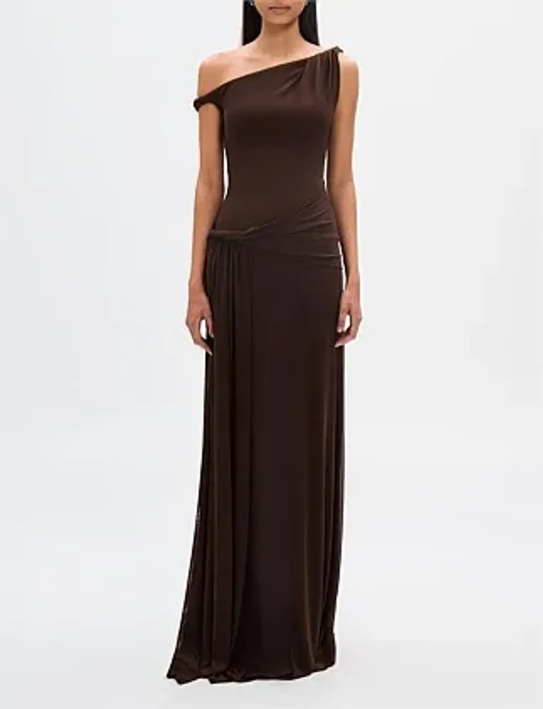 MISHA Sisal Mesh Maxi Dress Espresso Size 8/S for rent on The Volte - main image