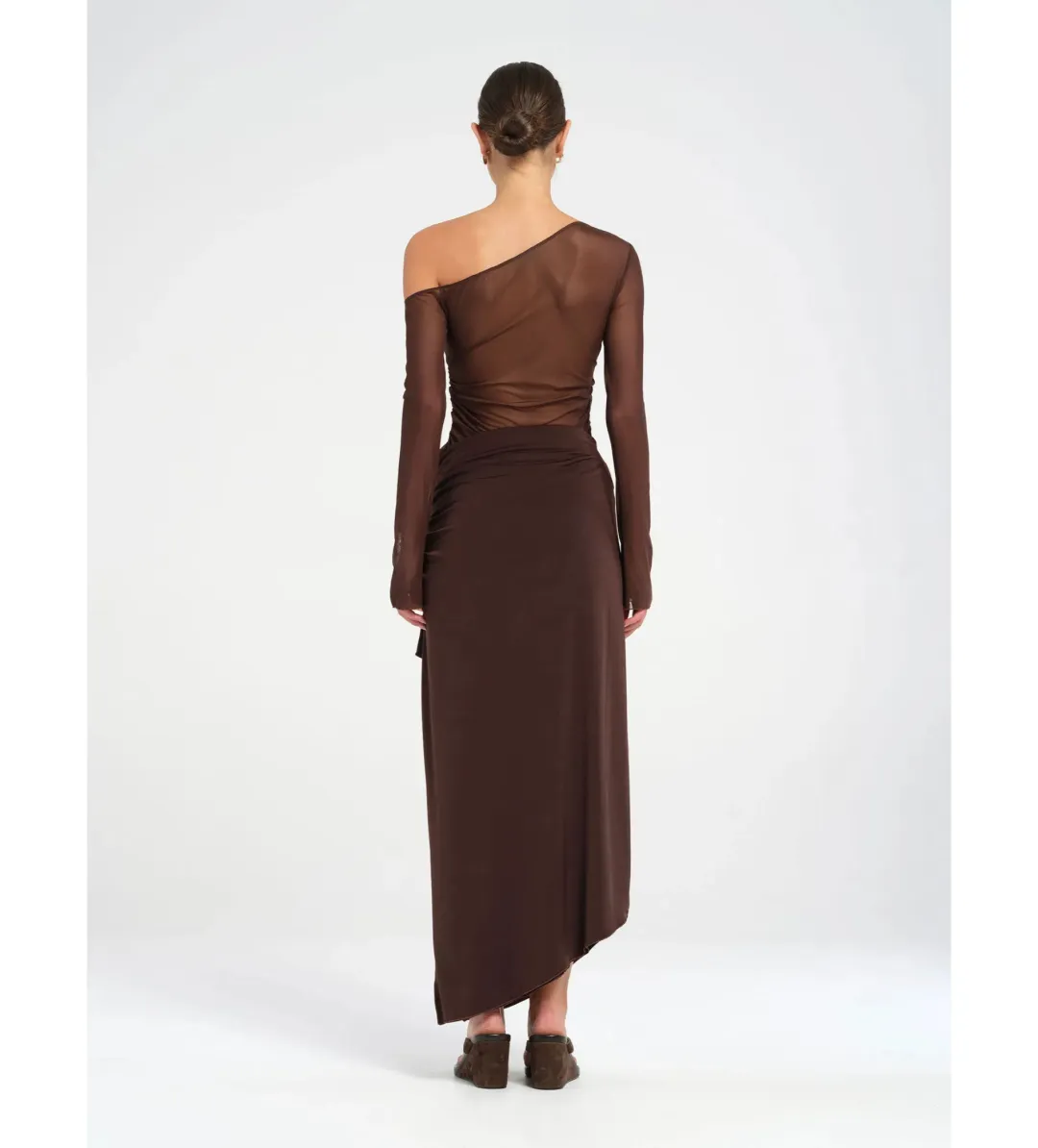 Benni Roman Maxi Dress Chocolate Size AU 8 for rent on The Volte - main image