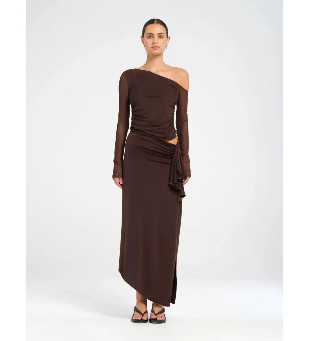Benni Roman Maxi Dress Chocolate Size AU 8 for rent on The Volte - main image