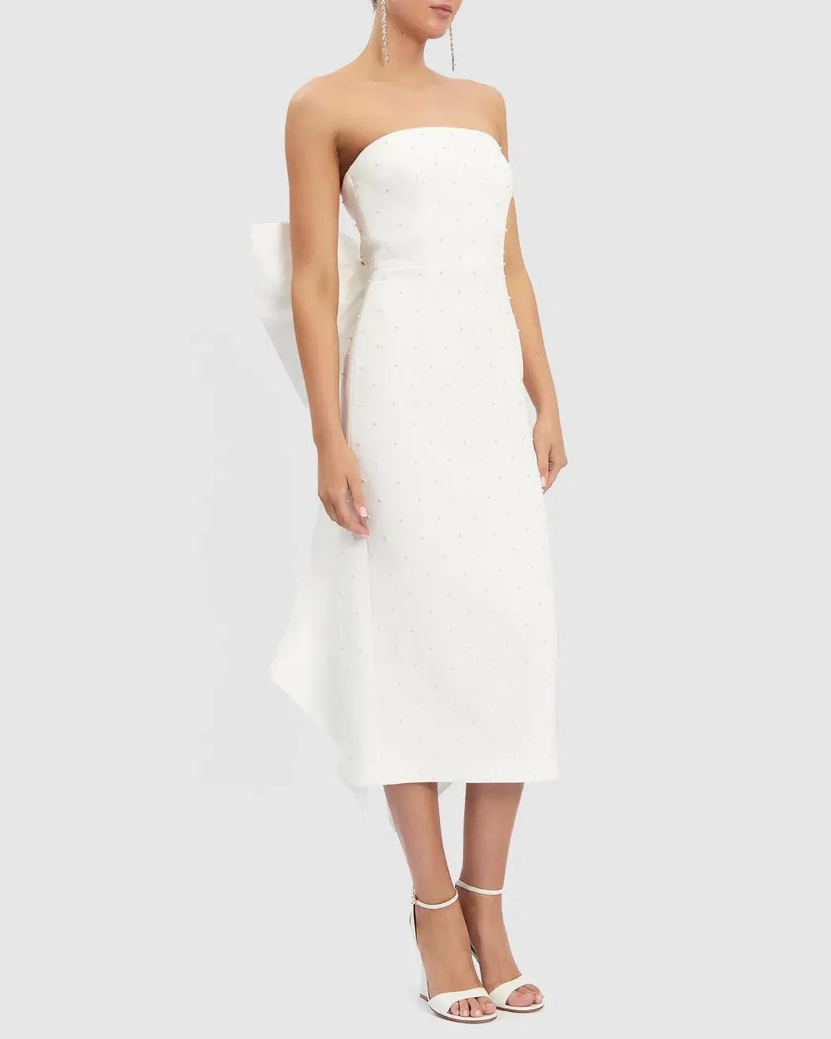 Rebecca Vallance Perle Bow Midi Dress White Size AU 10 - Image 2