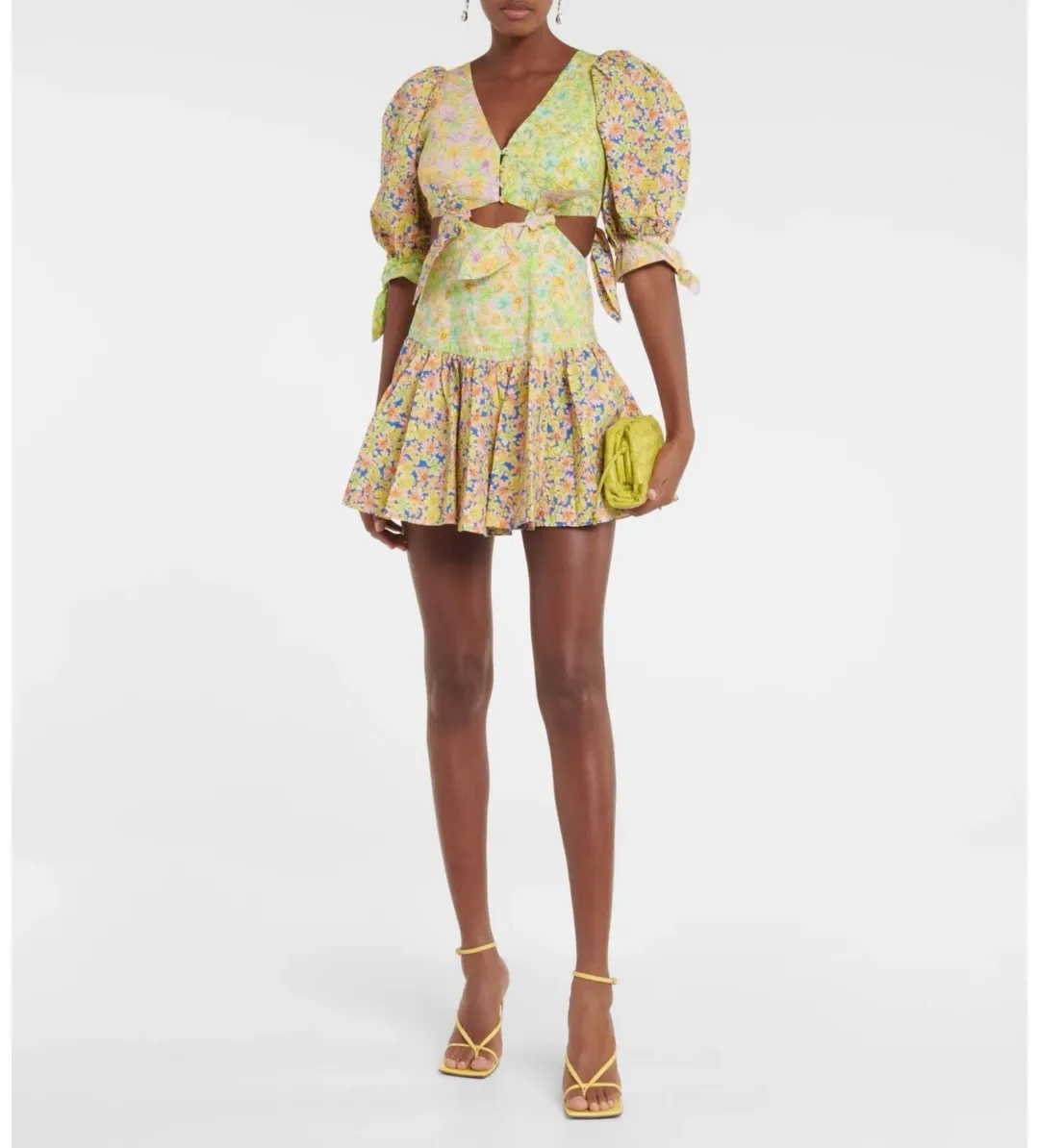 Alemais Daisy Spliced Linen Mini Dress Floral AU 14/ US 10 for rent on The Volte - main image