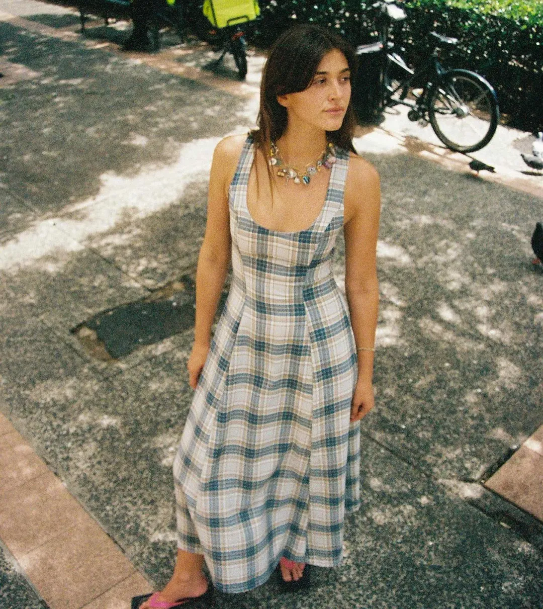 Katharina Lou Annabel Dress In Blue Beige Size 14  for rent on The Volte - main image