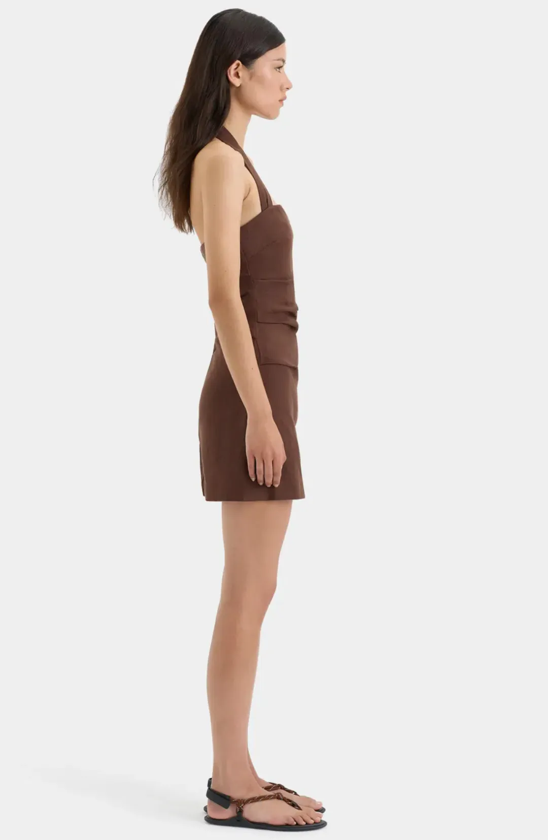 Noemi Halter Mini Dress Brown Size AU 12 for rent on The Volte - main image