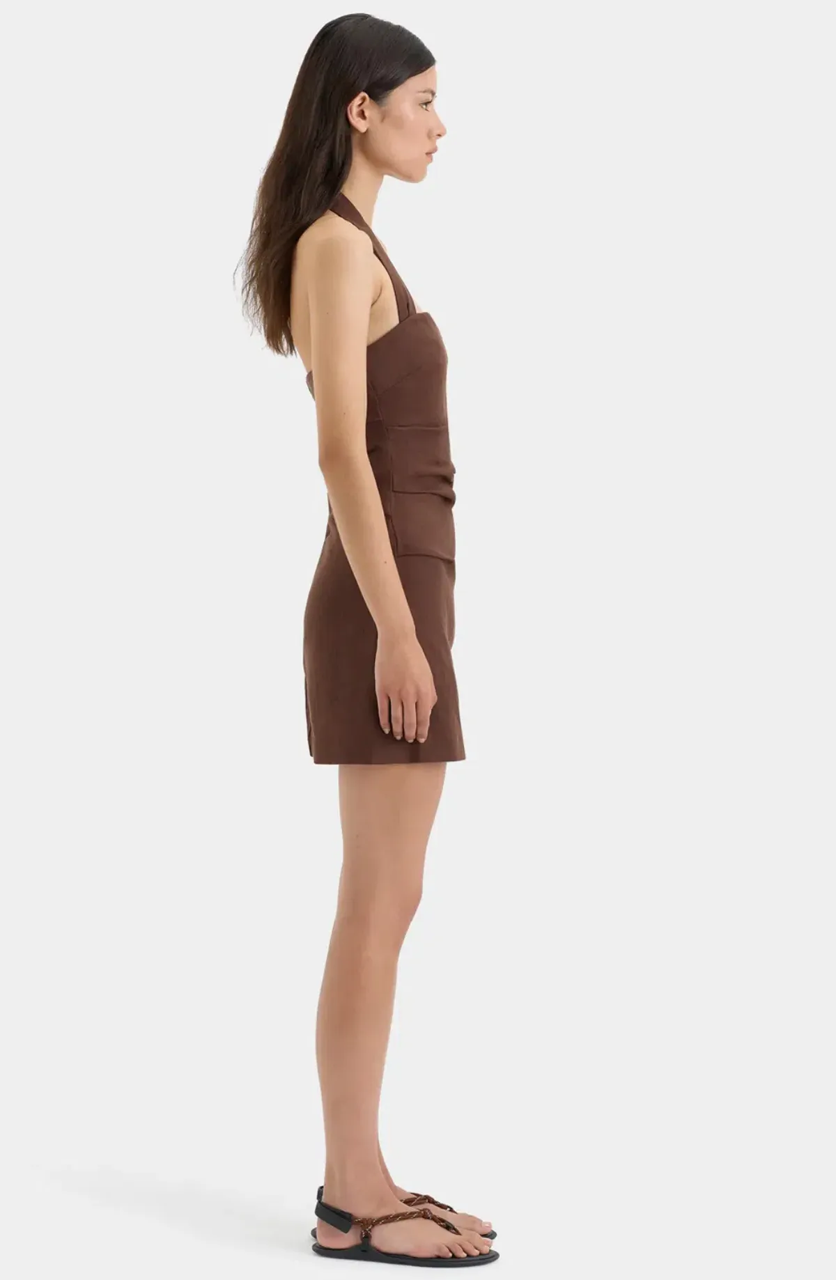 Noemi Halter Mini Dress Brown Size AU 12 - Image 4