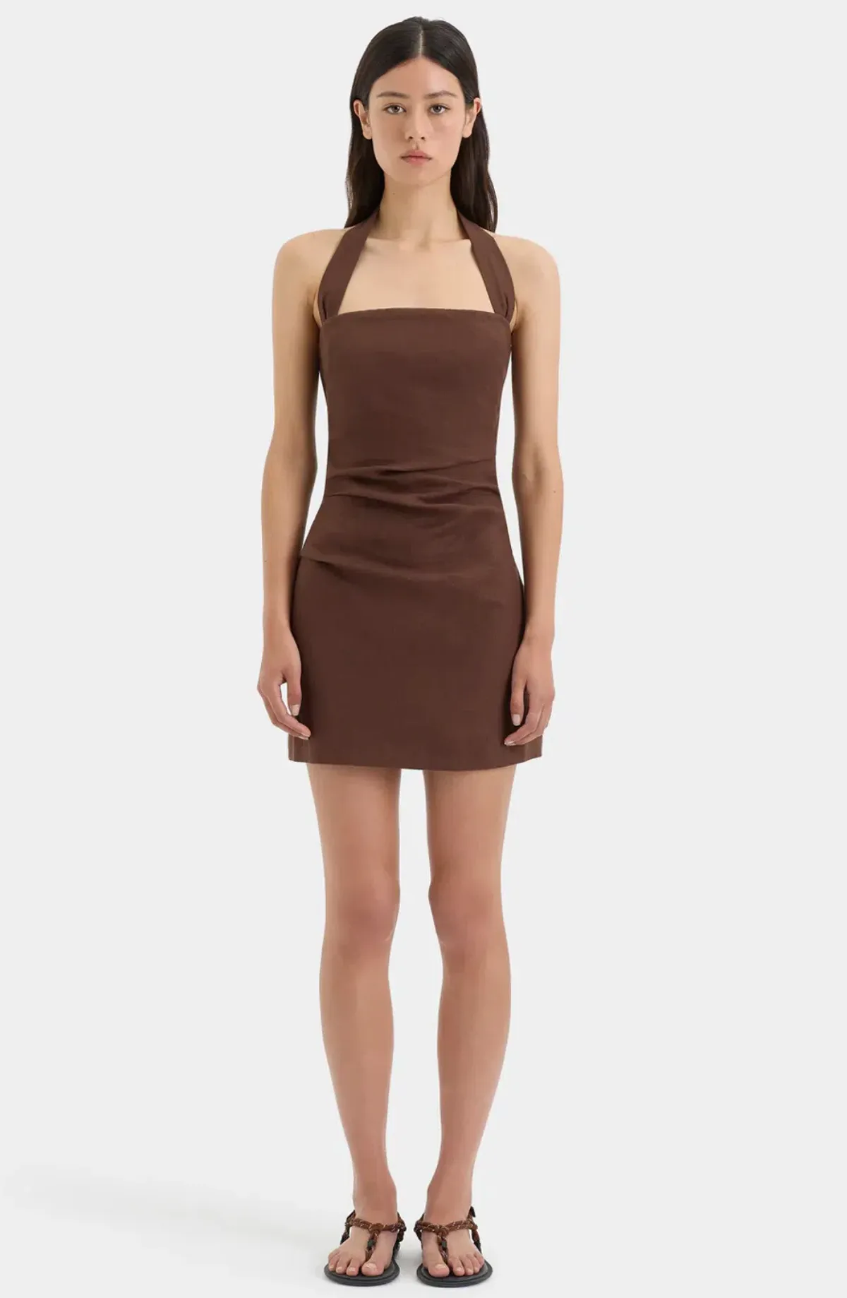 Noemi Halter Mini Dress Brown Size AU 12 - Image 2