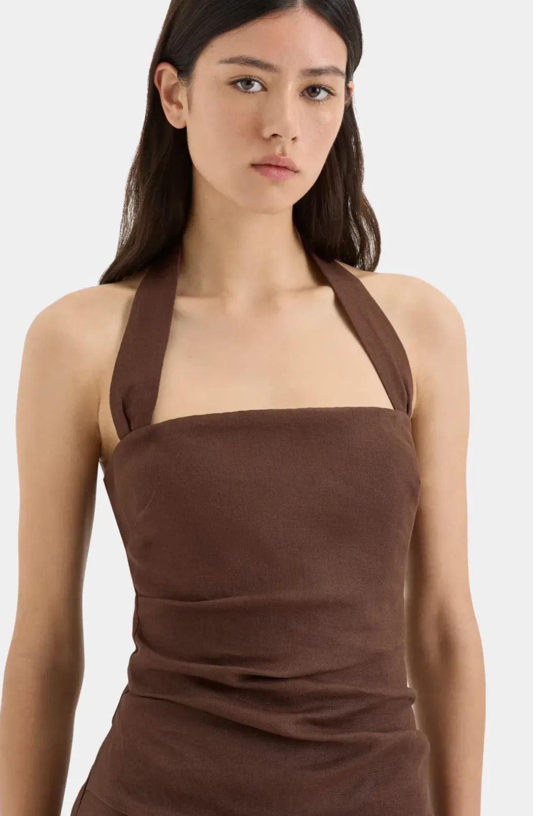 Noemi Halter Mini Dress Brown Size AU 12 for rent on The Volte - main image