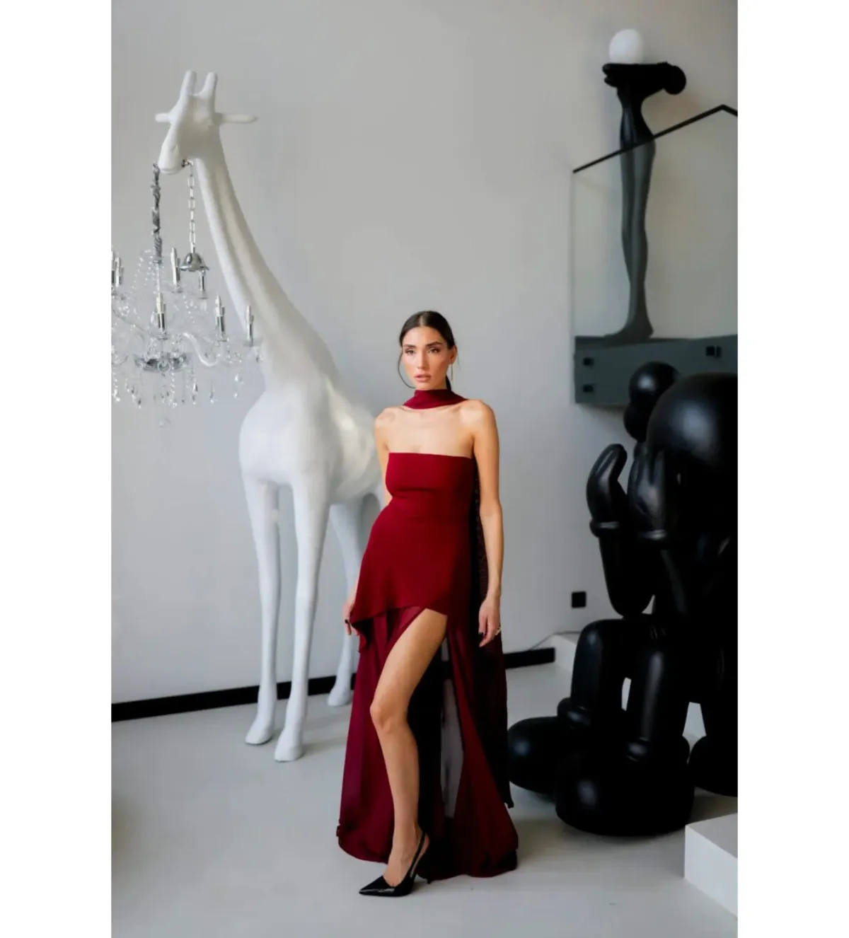 Matters Store Monaco Maxi Dress with Scarf Burgundy Size AU 8  - Image 4