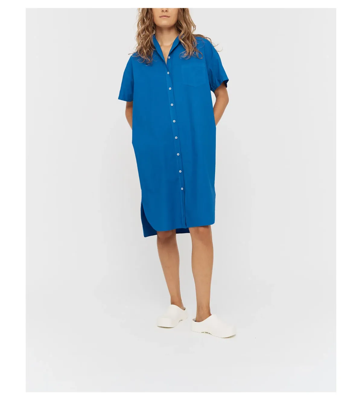 LMND Chiara Short Sleeve Shirt Knee-Length Dress Blue Size AU 8 - Image 1