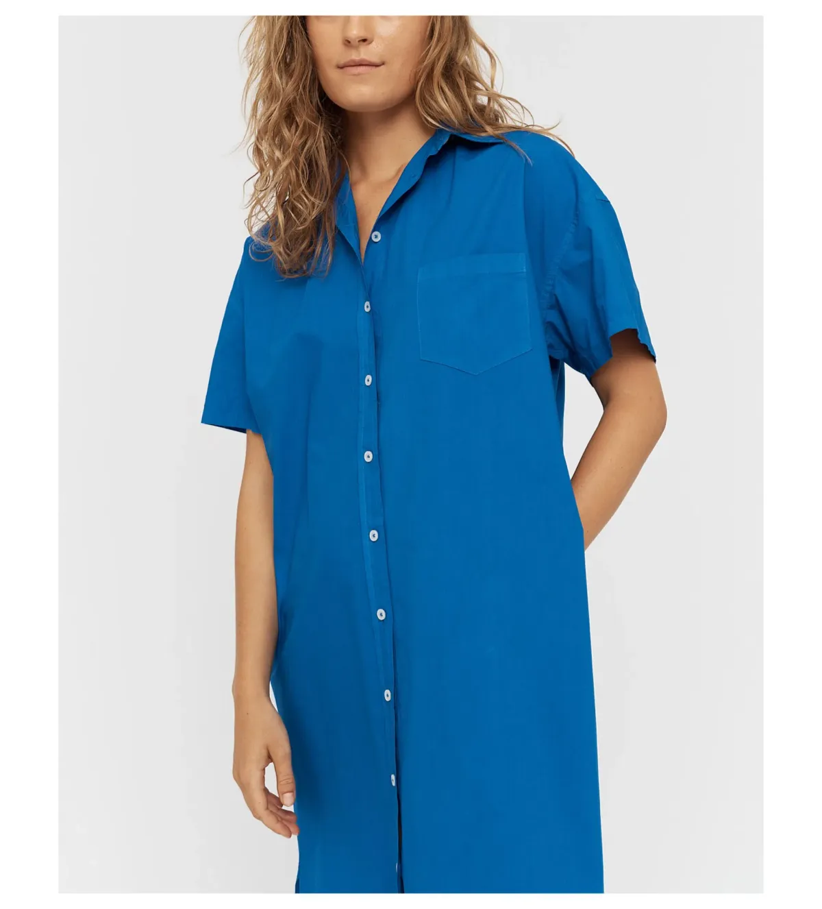 LMND Chiara Short Sleeve Shirt Knee-Length Dress Blue Size AU 8 - Image 3