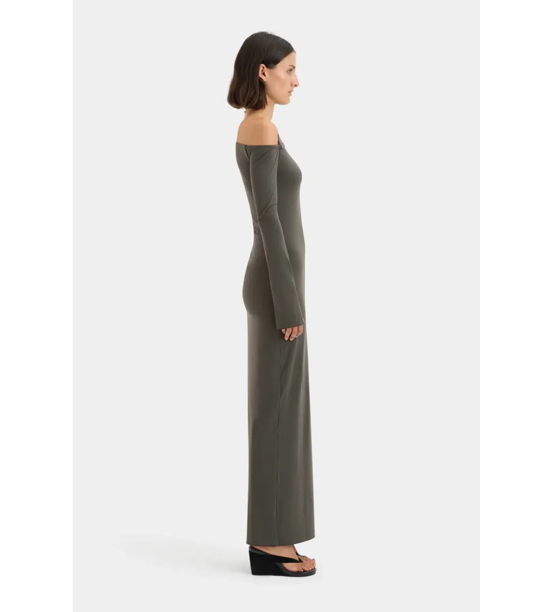 Sir the Label Hana Tie Maxi Dress Charcoal Size 2/AU 10 for rent on The Volte - main image