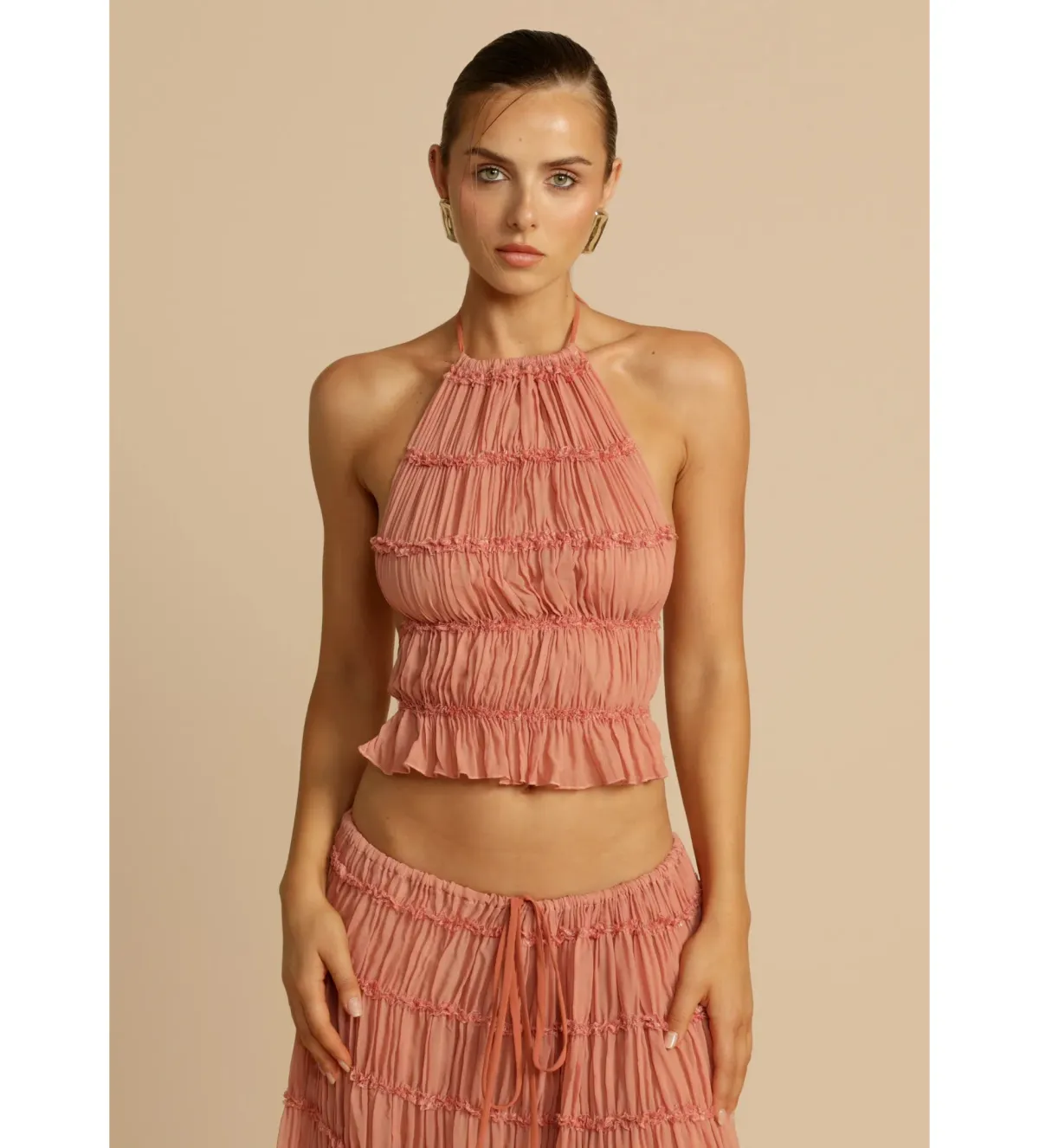 Arcina Ori Juliette Halter and Maxi Skirt Set Peach Size AU 10  - Image 4