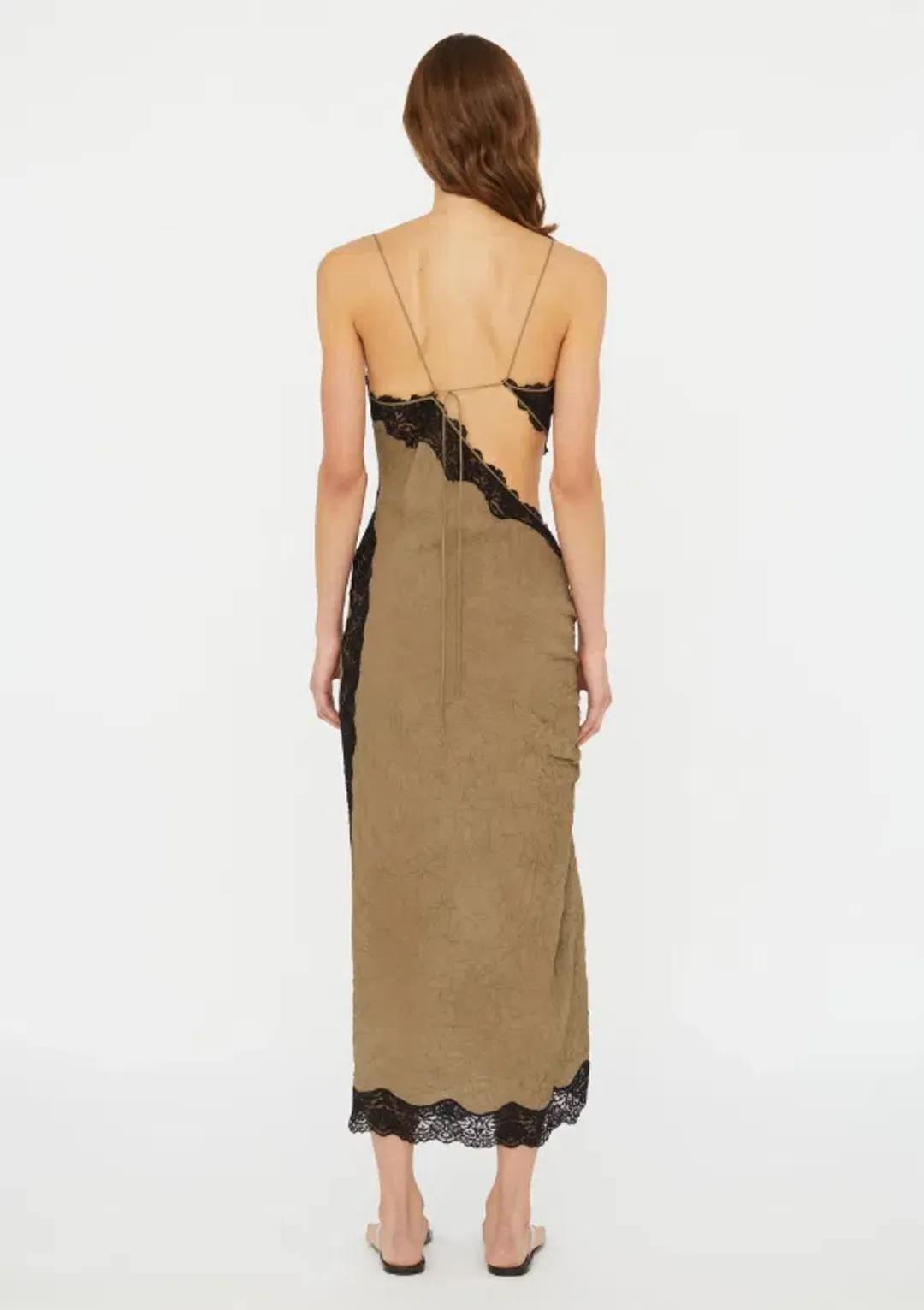 Christopher Esber Crimped Lace Cami Dress Eucalypt Black Size 6 for rent on The Volte - main image