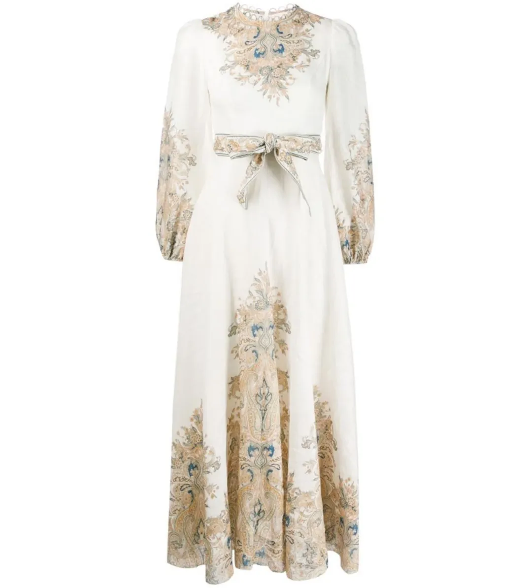 Zimmermann Freja Floral Paisley Dress Ivory Size 0/Au 8  for rent on The Volte - main image