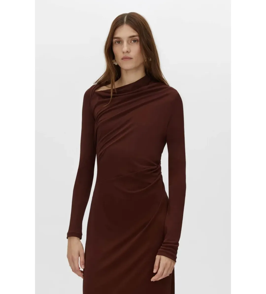 Camilla and Marc Mai Long Sleeve Midi Dress Almandine Burgundy Size AU 10 for rent on The Volte - main image