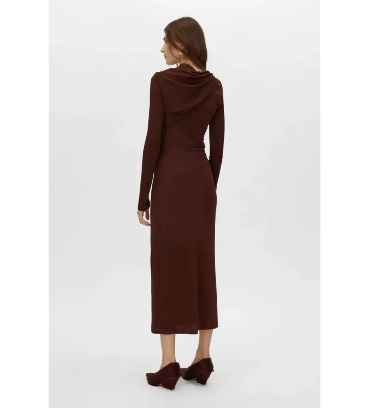 Camilla and Marc Mai Long Sleeve Midi Dress Almandine Burgundy Size AU 10 - Image 3