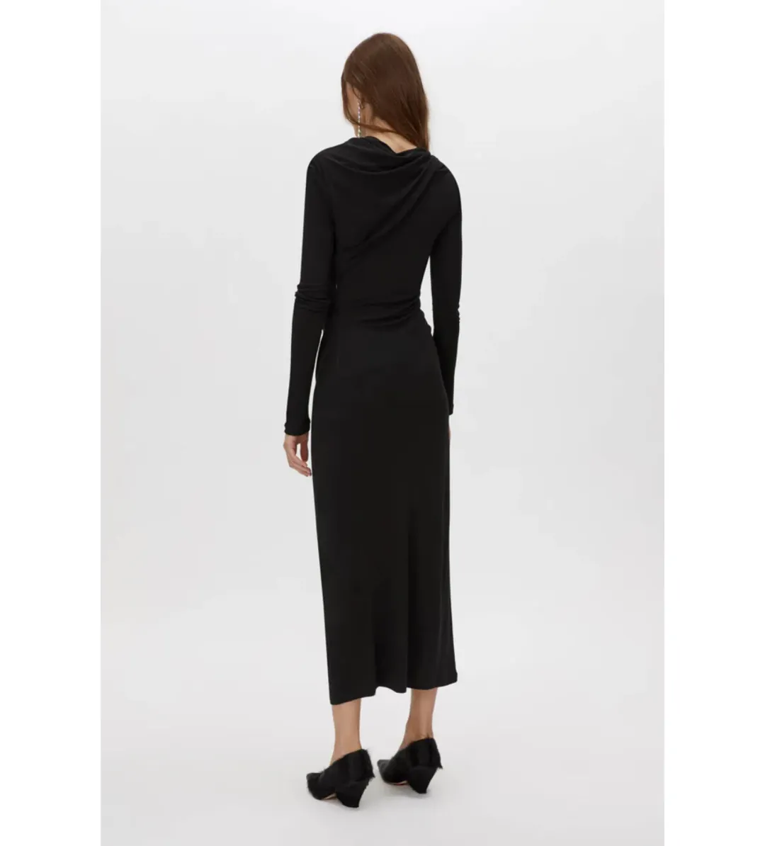Camilla and Marc Mai Long Sleeve Midi Dress in Black Size AU 10 for rent on The Volte - main image