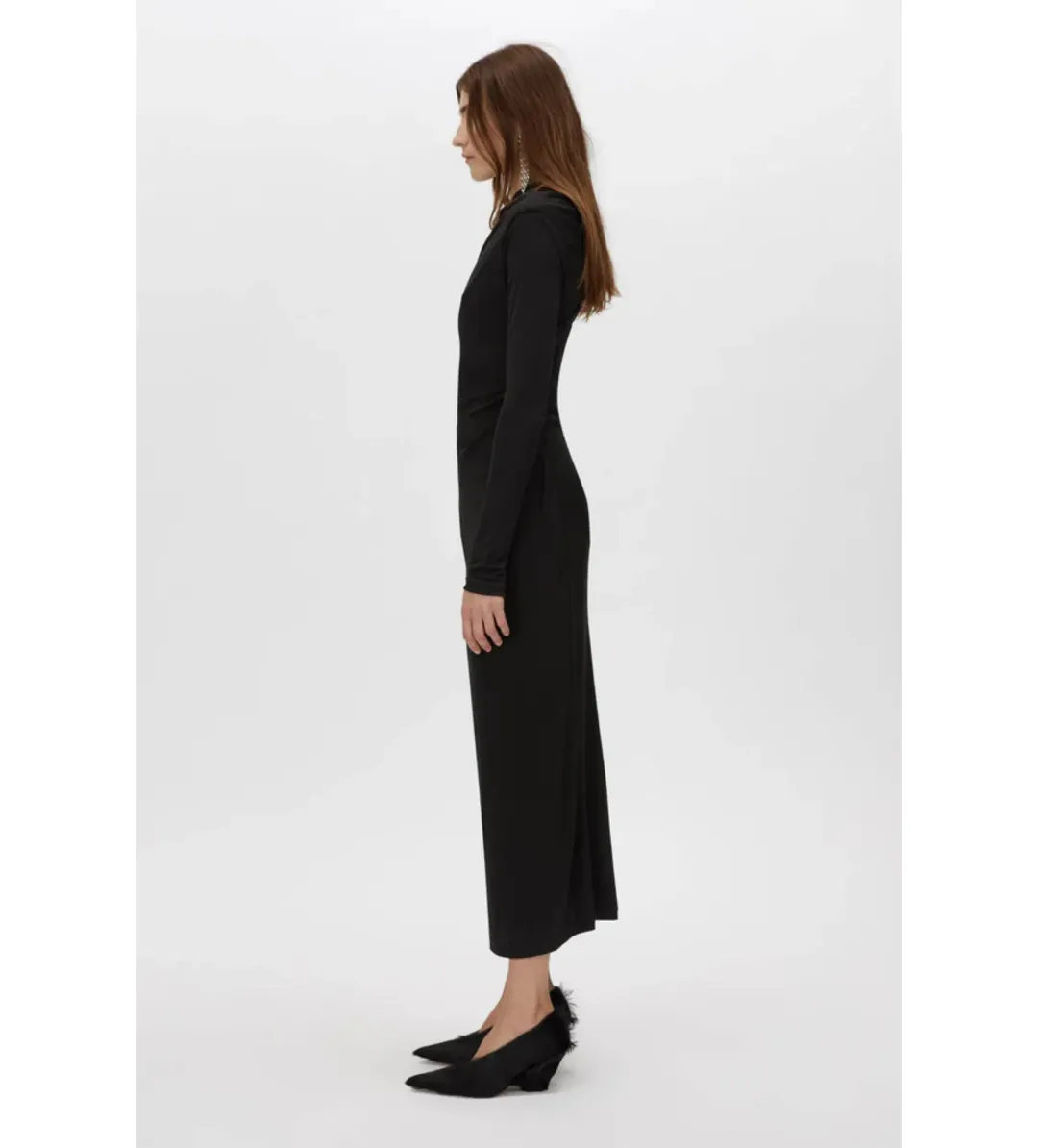 Camilla and Marc Mai Long Sleeve Midi Dress in Black Size AU 10 for rent on The Volte - main image