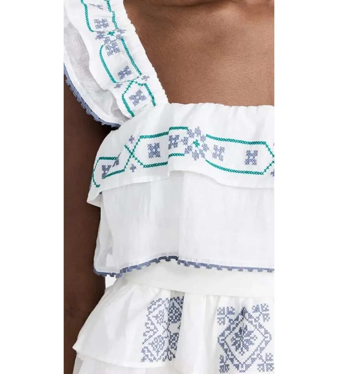 Innika Choo Cross Stitch Layer Mini Dress White Print Size AU 8 for rent on The Volte - main image