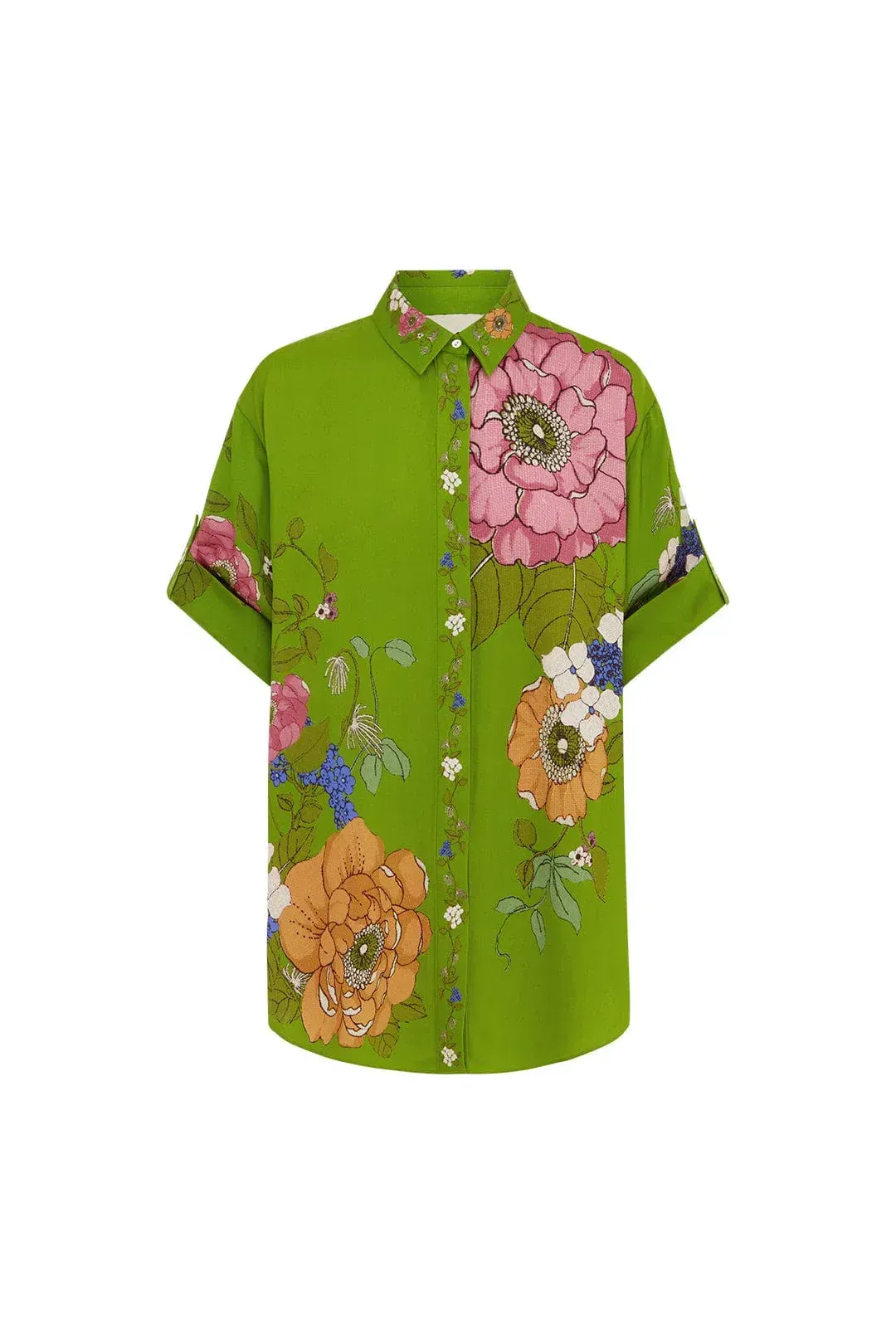 Alemais Olivia Shirt and Pant Set Green Floral Size 12 for rent on The Volte - main image