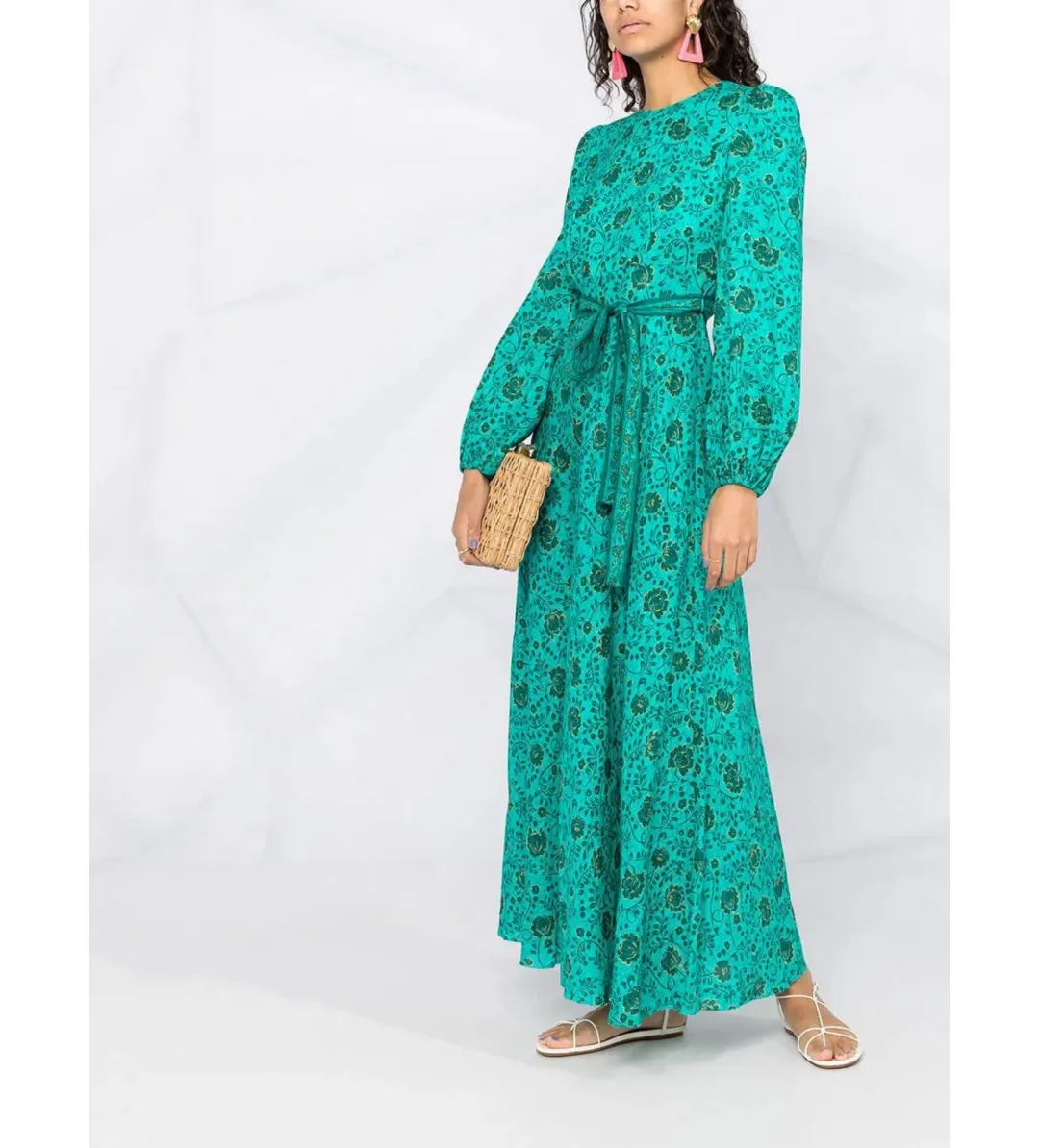 Zimmermann Lulu High Neck Dress Jade Floral Size 0/Au 8  for rent on The Volte - main image