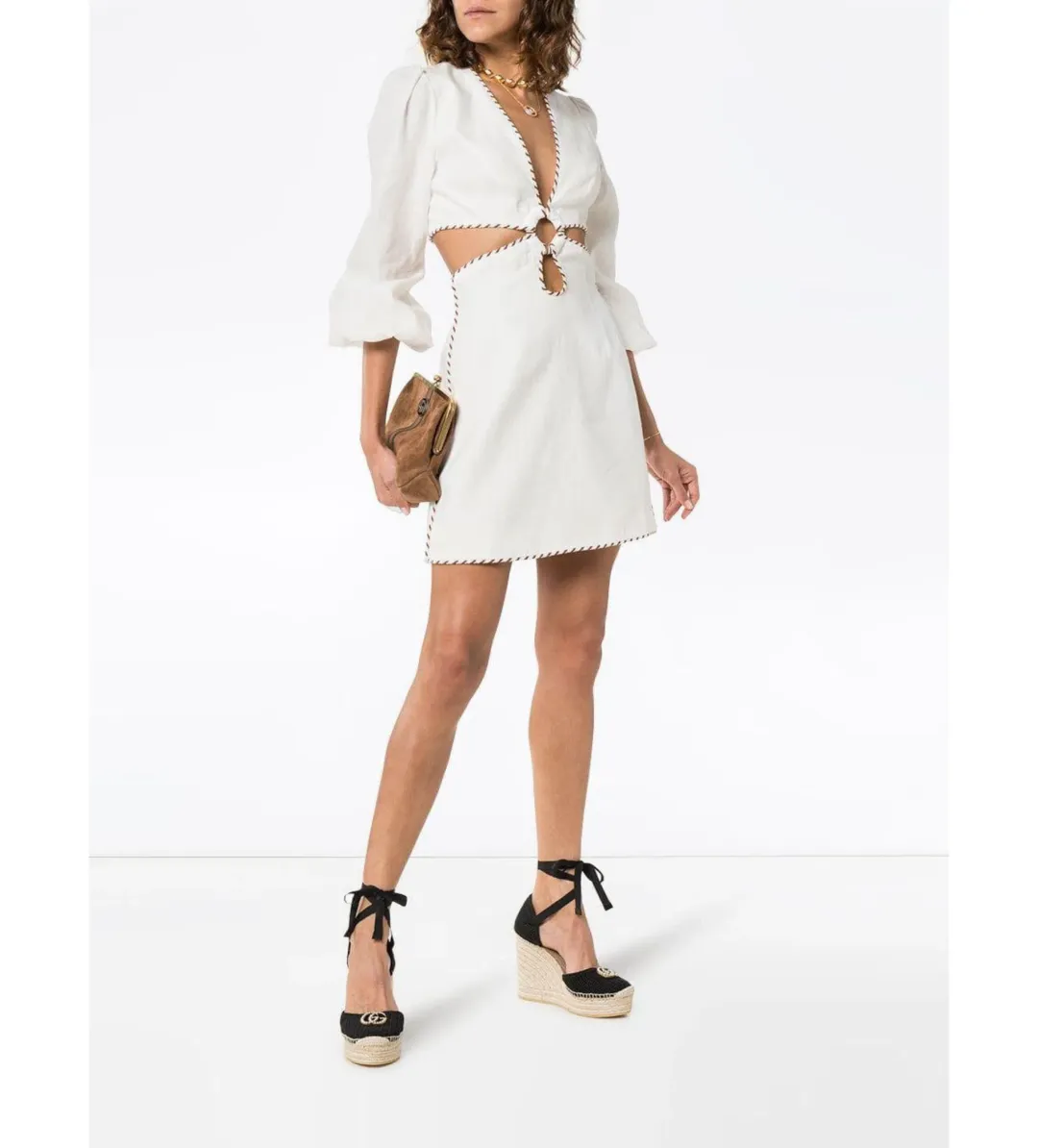Zimmermann	Corsnge Biaided Cut Out Mini Dress White Size 0/Au 8  for rent on The Volte - main image