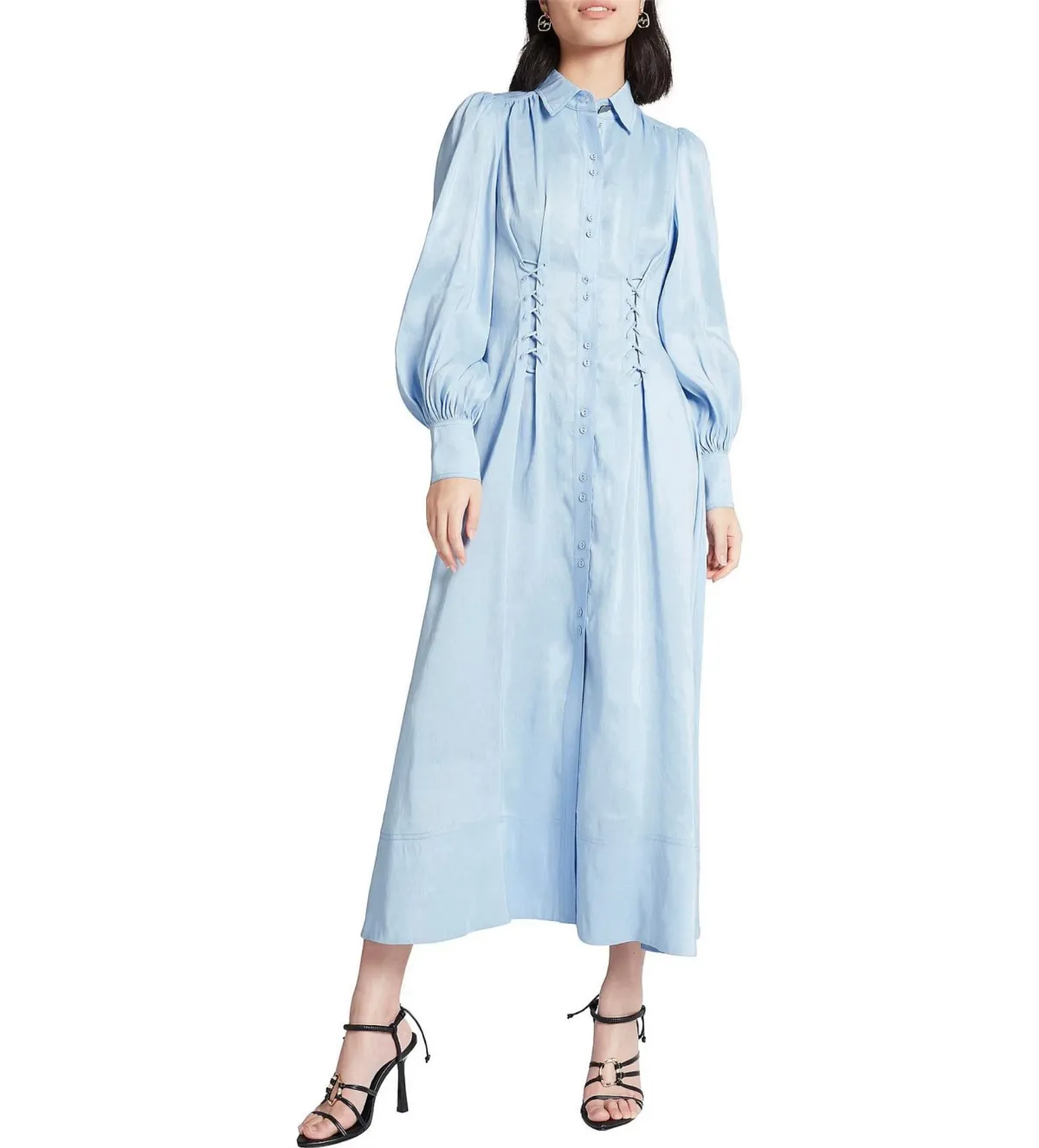 Aje Ephemera Lace-up Shirt Dress Blue Size 8  - Image 1
