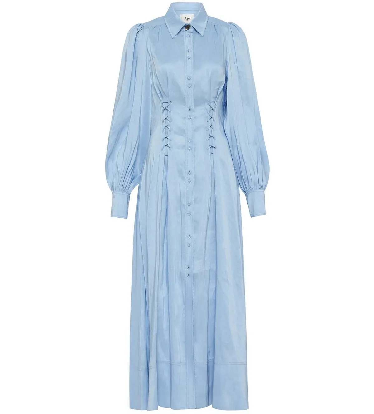 Aje Ephemera Lace-up Shirt Dress Blue Size 8  - Image 2