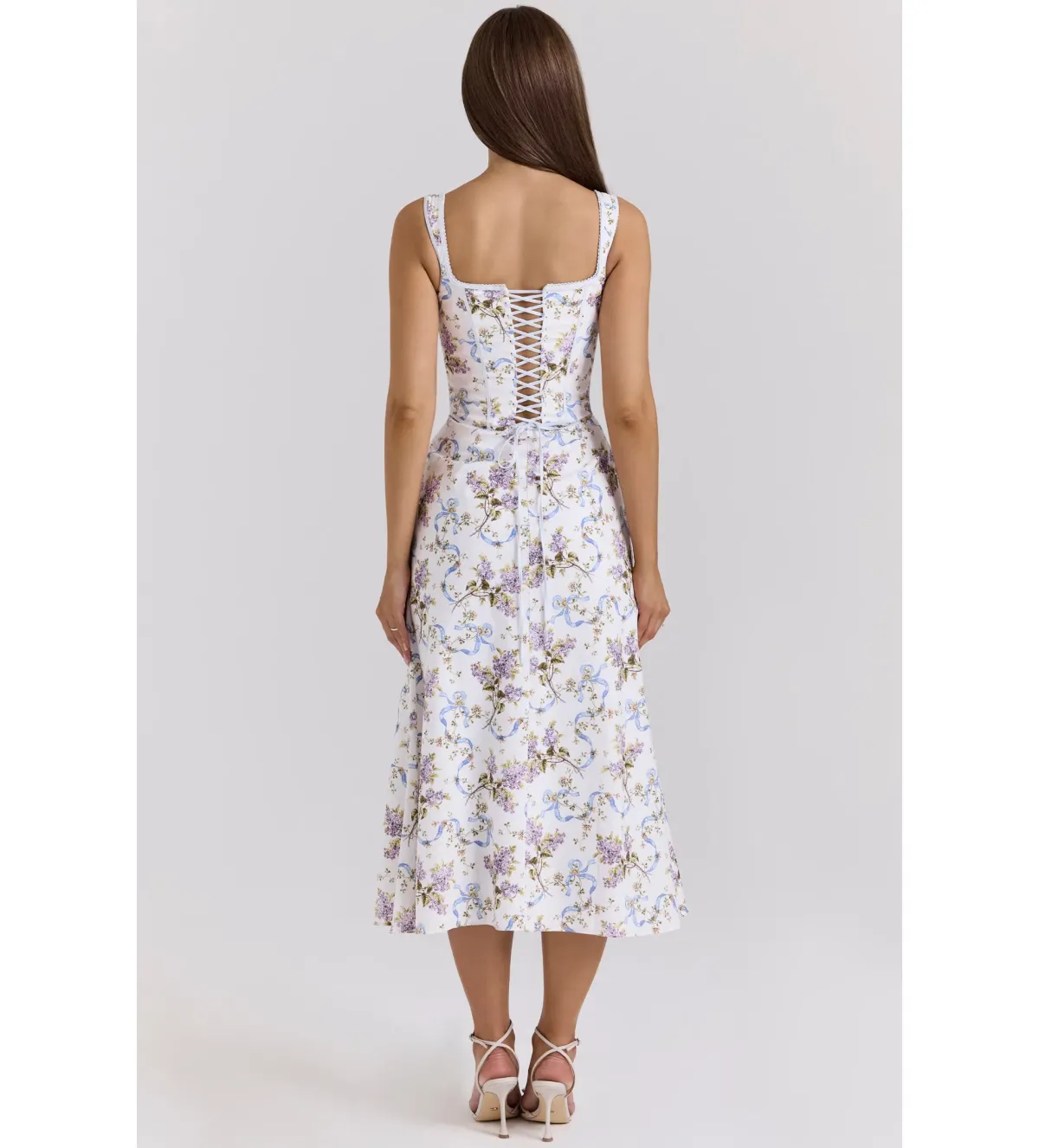 House of CB Dionne Cotton Midi Dress Off White Floral Print Size AU 6 - Image 4