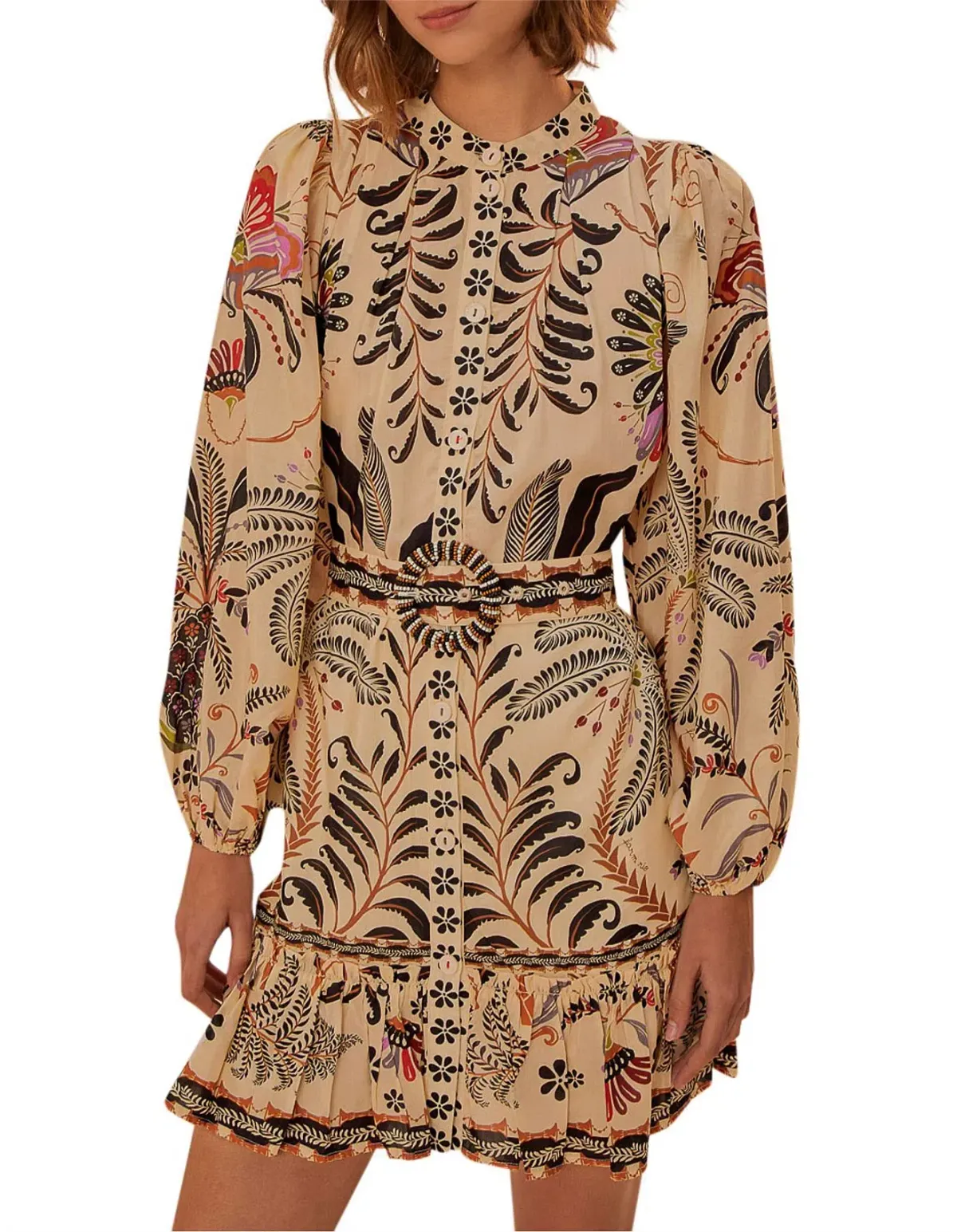 Farm Rio Classic Nature Sand Mini Dress Print Size AU 12 - Image 2