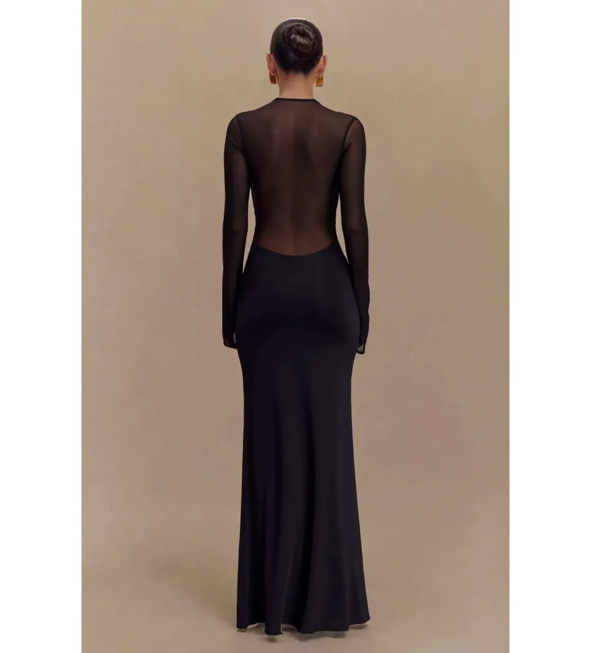 Meshki Tania Slinky and Mesh Long Sleeve Maxi Black Size S/AU 8 - Image 2