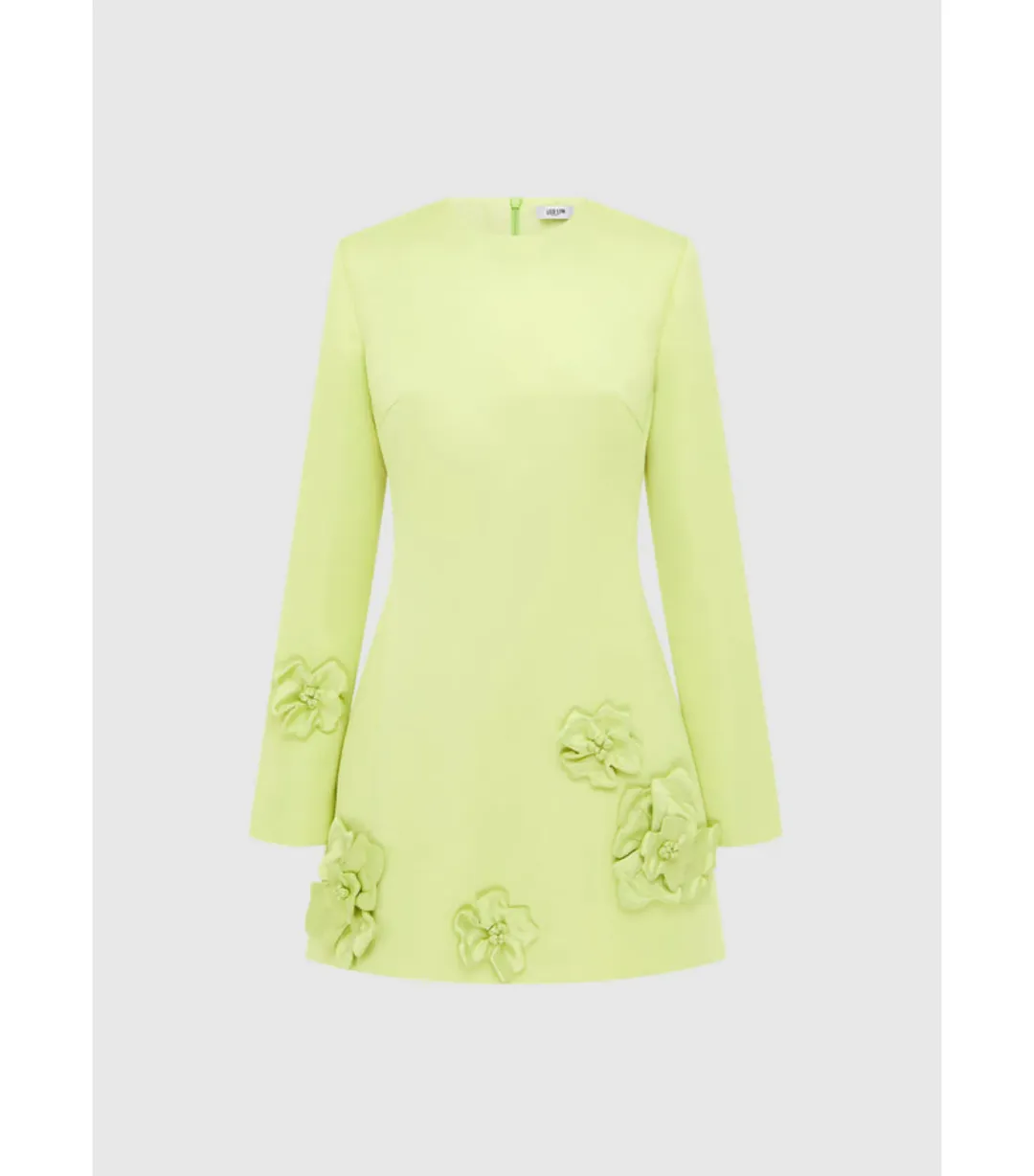 Leo Lin Long Sleeve Petal Mini Dress in Chartreuse Size AU 8   for rent on The Volte - main image