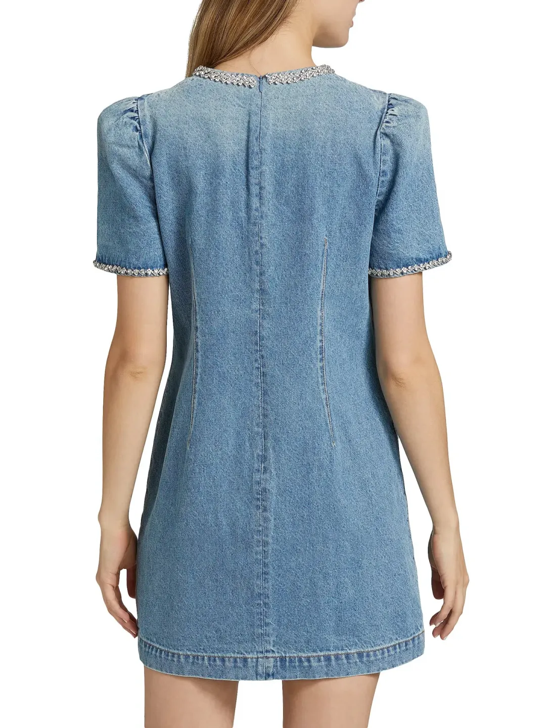 Zimmermann Crush Embellished Denim Mini Dress Blue Moon Size 0 / AU 8 for rent on The Volte - main image