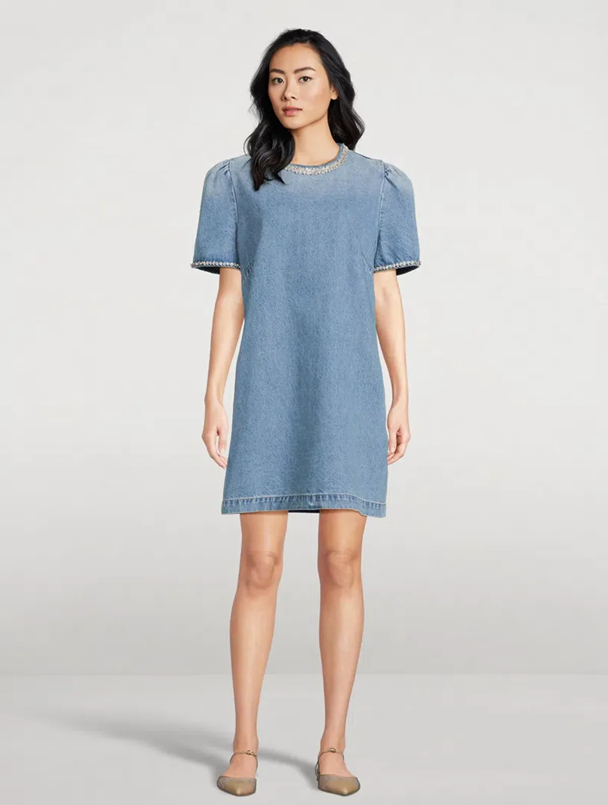 Zimmermann Crush Embellished Denim Mini Dress Blue Moon Size 0 / AU 8 - Image 1