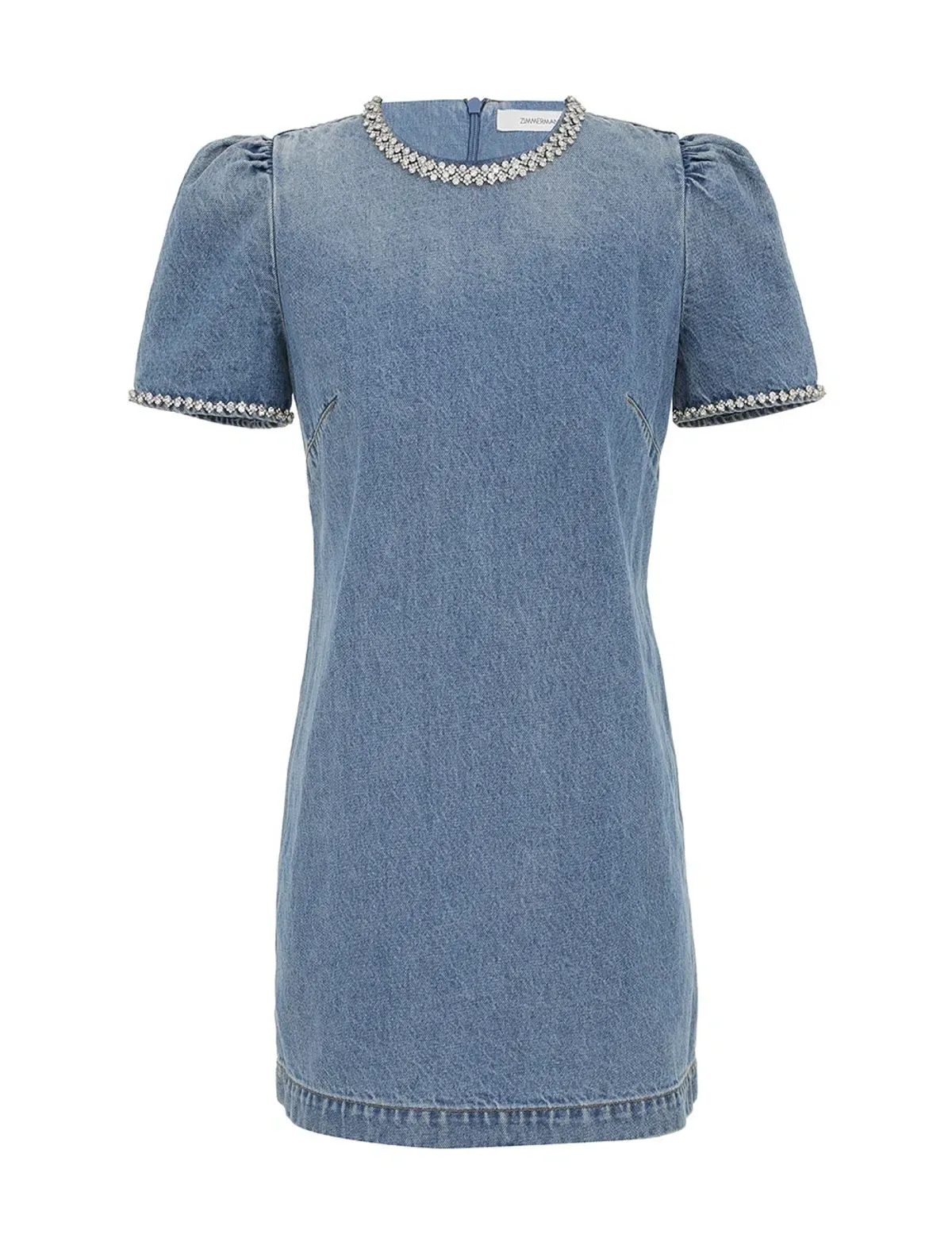 Zimmermann Crush Embellished Denim Mini Dress Blue Moon Size 0 / AU 8 - Image 7